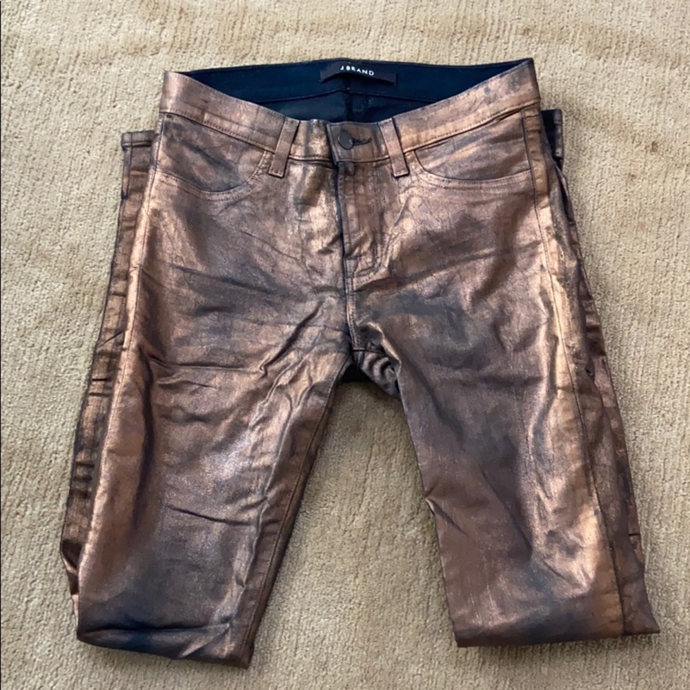 J Brand Gold Metallic Skinny Jeans